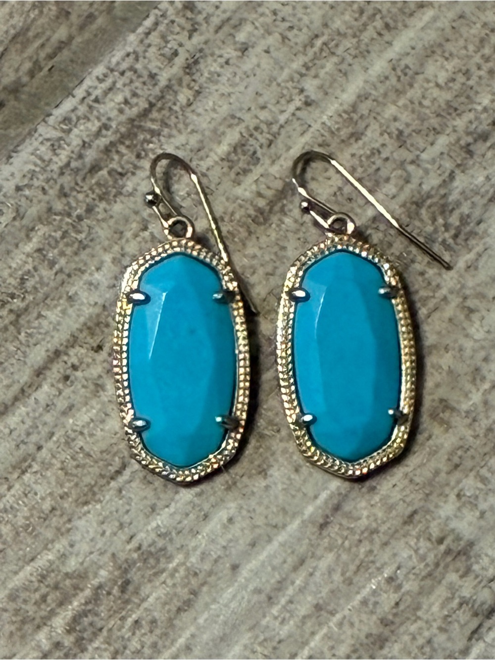 Kendra Scott Lee Gold Plated Drop Turquoise Color Earrings